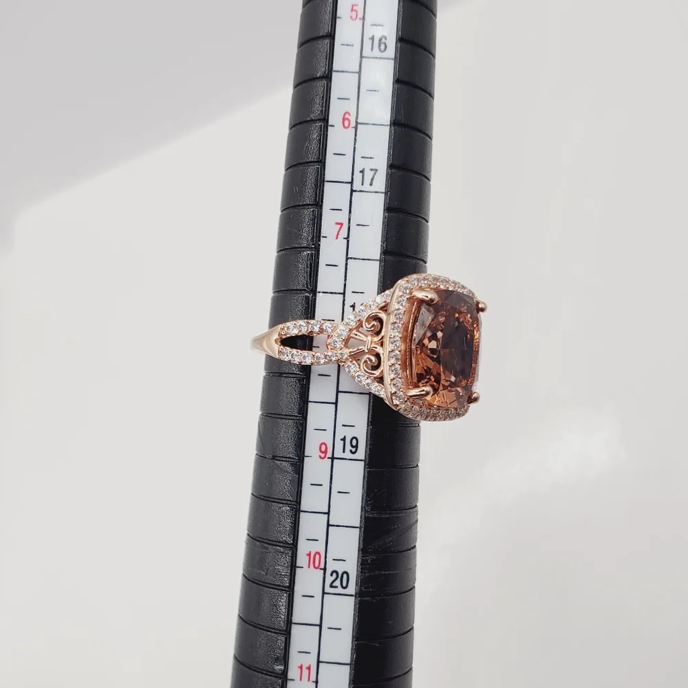 18k Rose Gold - 925 Brown Morganite Halo Ring